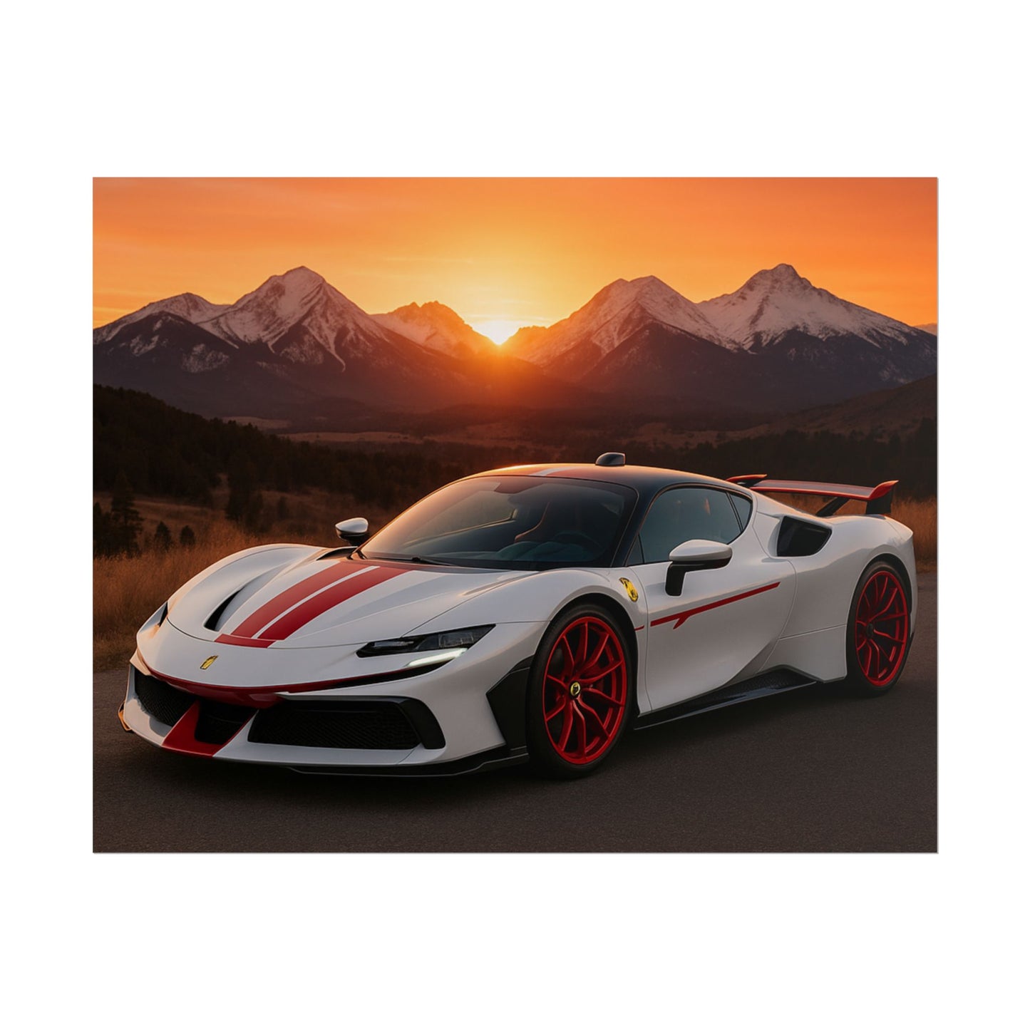 Red Ferrari F8 Tributo Poster