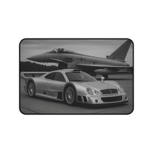 Grey Mercedes CLK GTR And A Eurofighter Typhoon Desk Mat