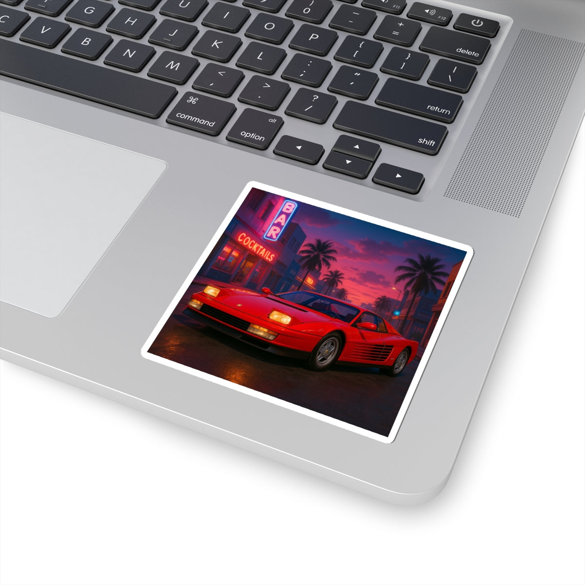 Red Ferrari Testarossa Kiss Cut Sticker