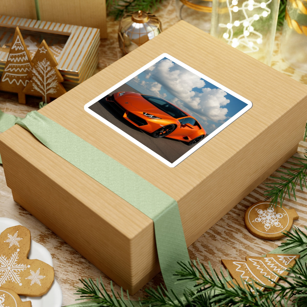 Orange Lamborghini Huracan Kiss Cut Sticker