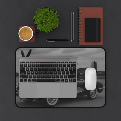 Black And White Corvette C1 And A P51 Mustang Desk Mat