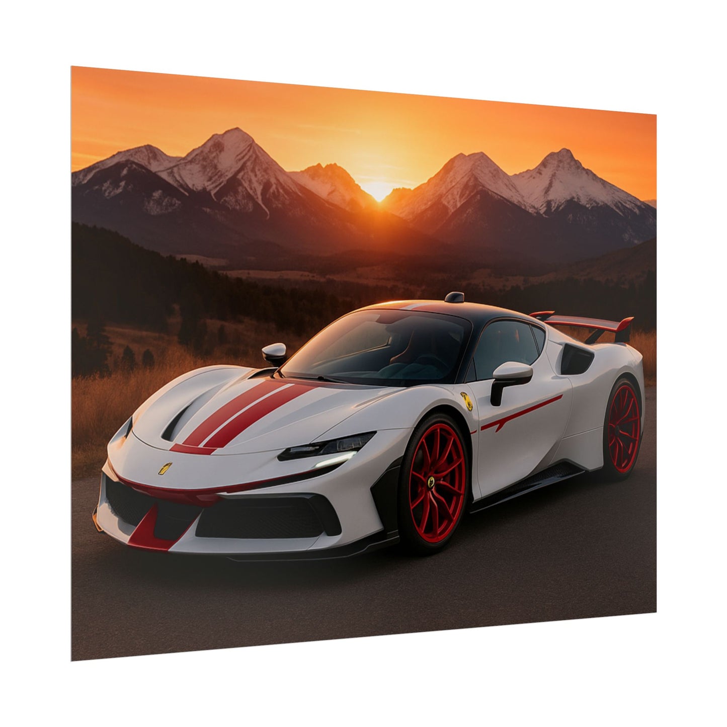 Red Ferrari F8 Tributo Poster