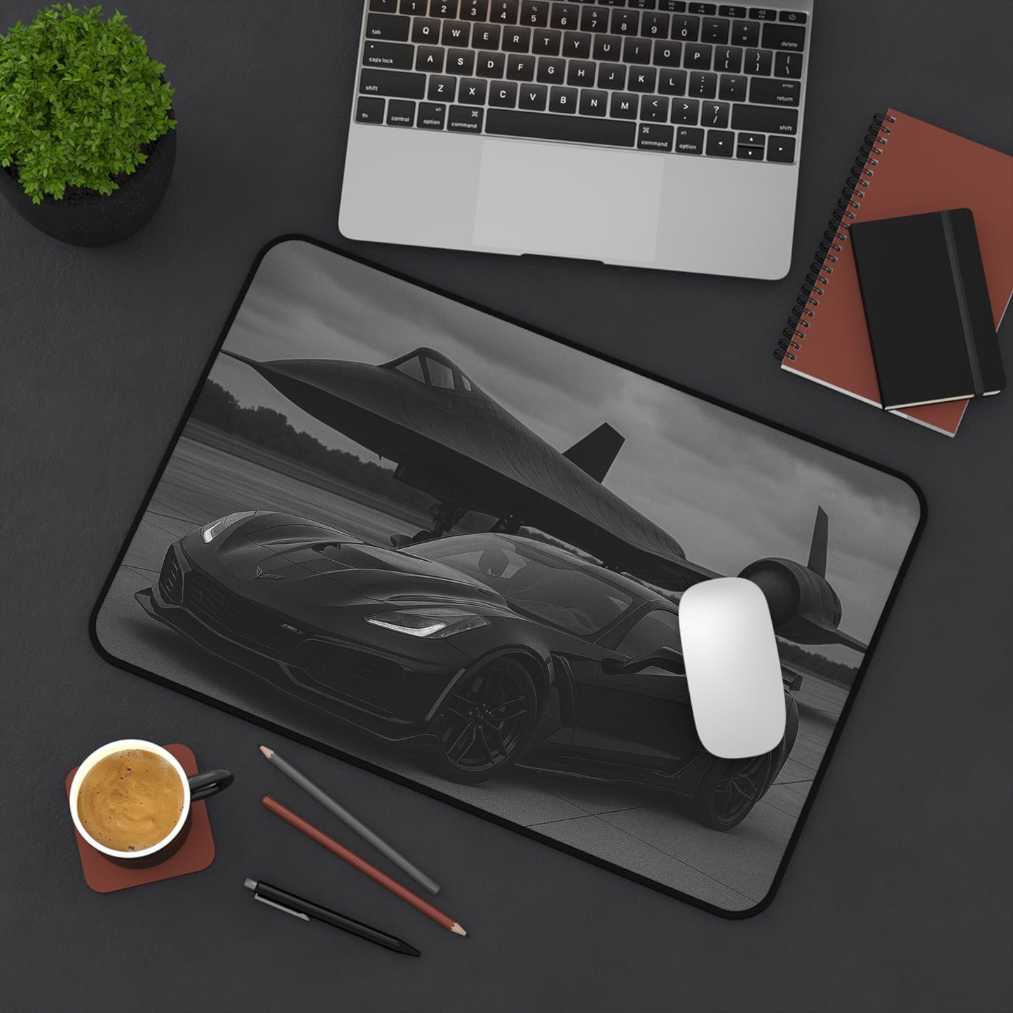 Black Corvette ZR1 And A Sr-72 Blackhawk Desk Pad
