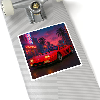 Red Ferrari Testarossa Square Sticker