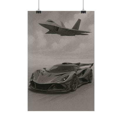 Grey Apollo IE And A F22 Raptor Poster
