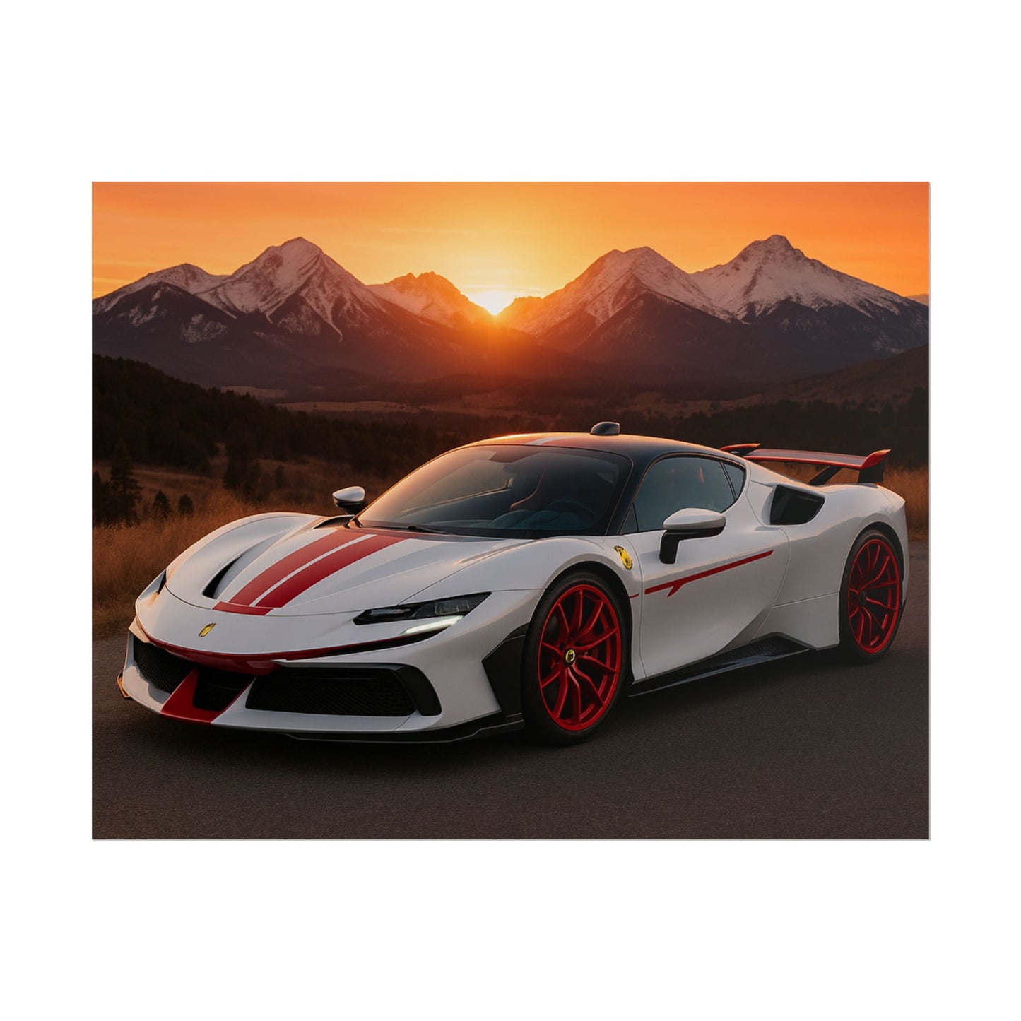 Red Ferrari F8 Tributo Poster