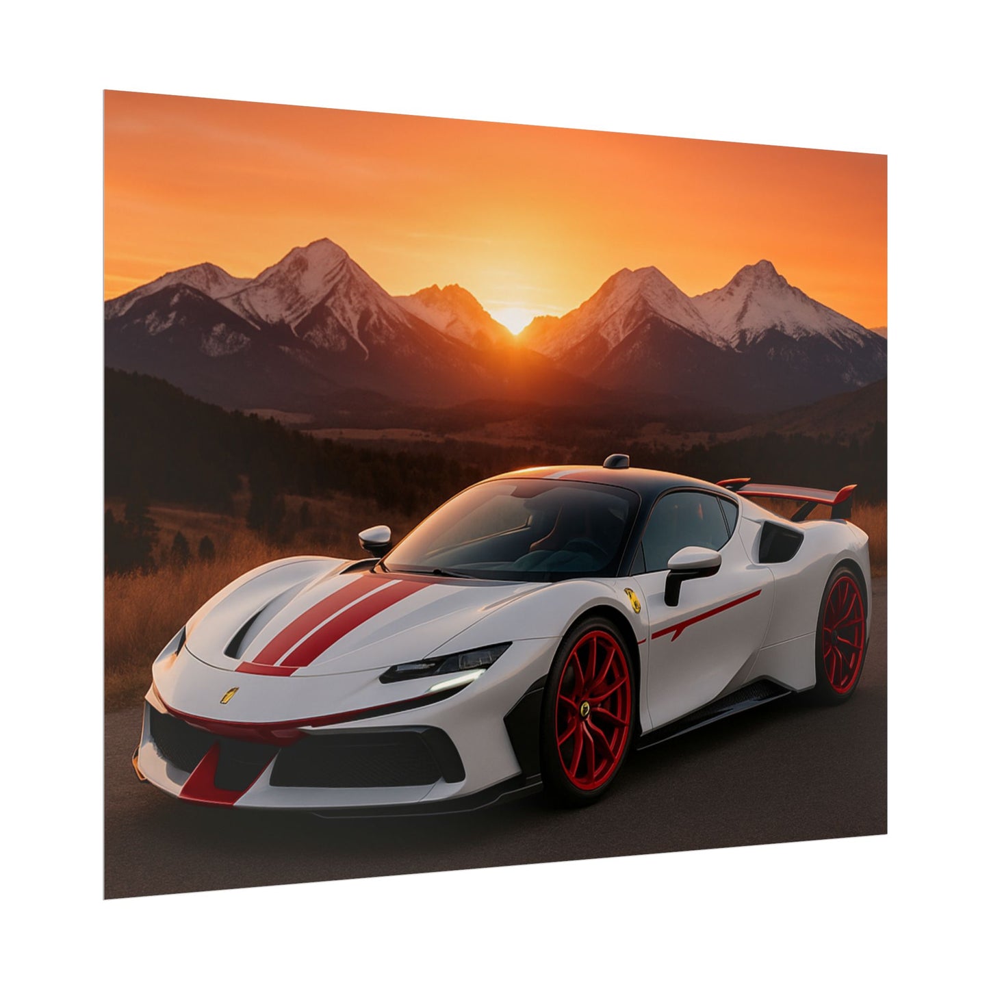 Red Ferrari F8 Tributo Poster