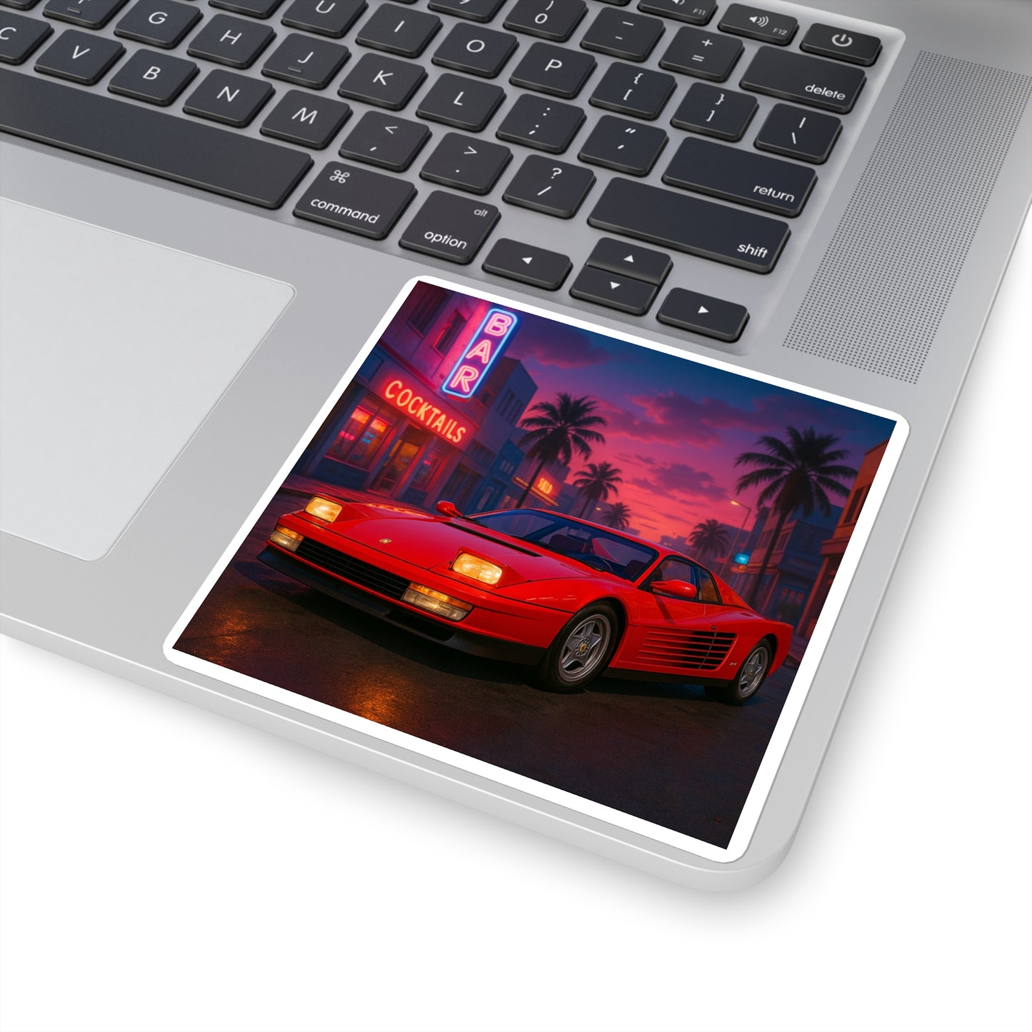 Red Ferrari Testarossa Square Sticker