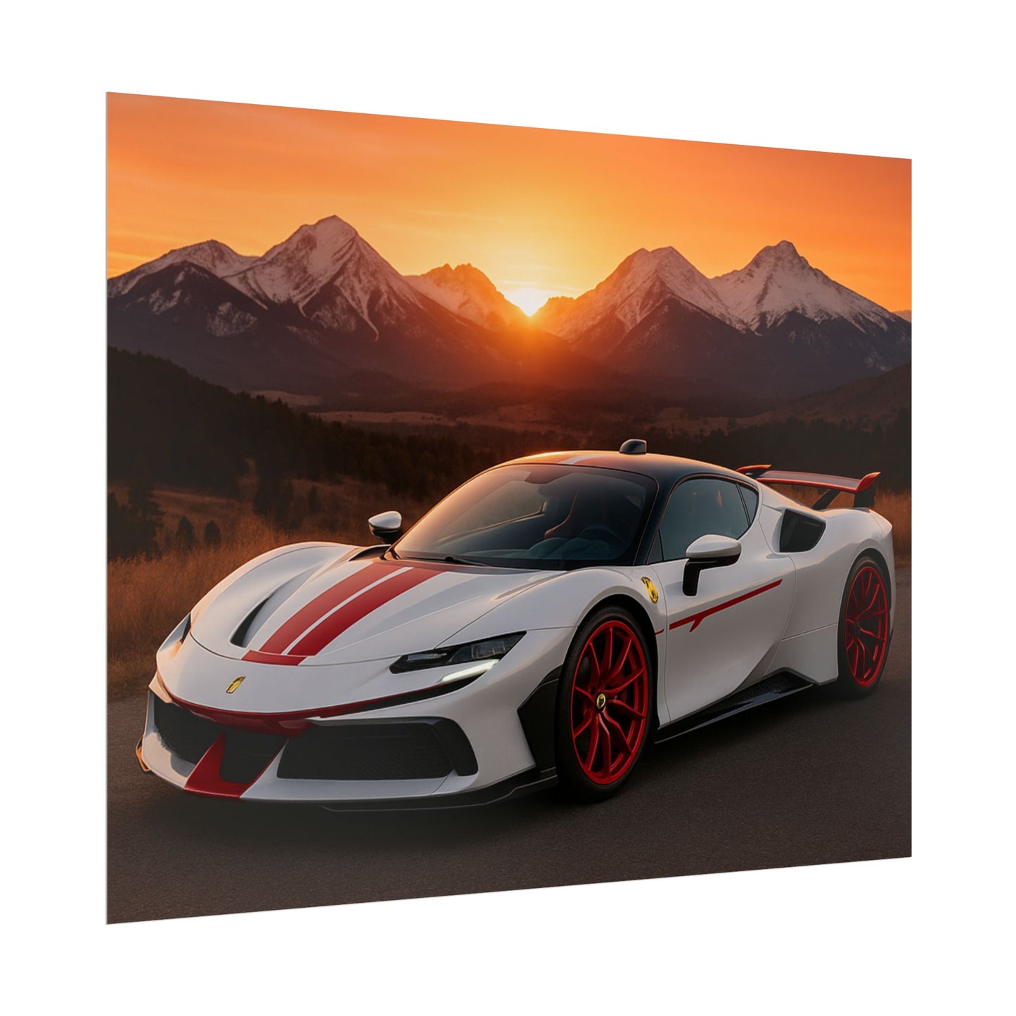 Red Ferrari F8 Tributo Poster