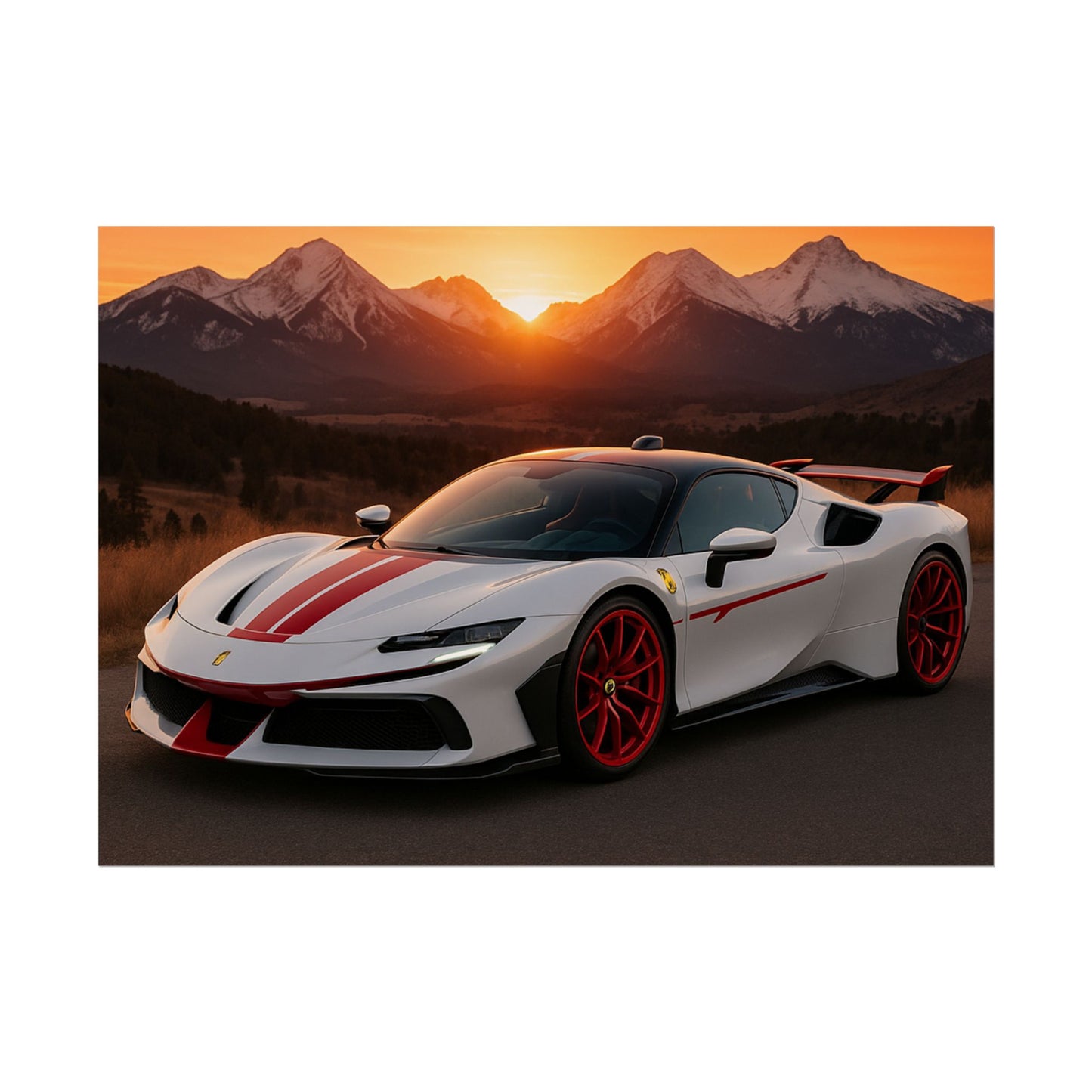 Red Ferrari F8 Tributo Poster