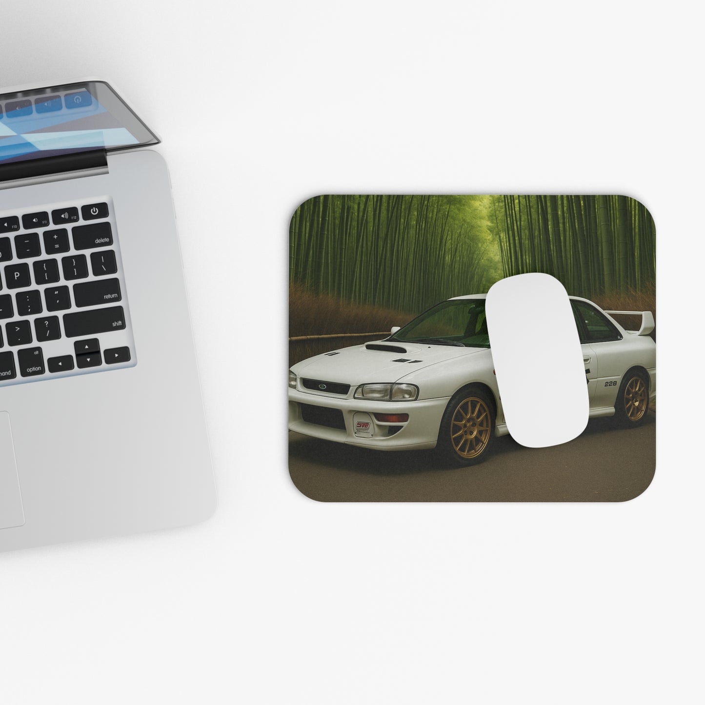 White Subaru Impreza WRX Type R Sti Mouse Pad