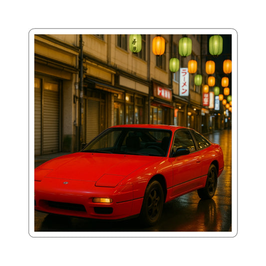 Red Nissan 180sx Kiss Cut Sticker
