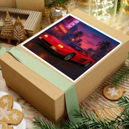 Red Ferrari Testarossa Kiss Cut Sticker