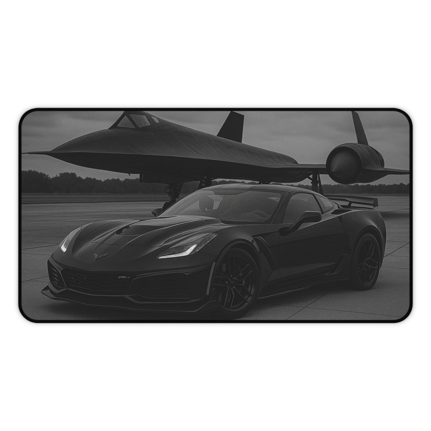 Black Corvette ZR1 And A Sr-72 Blackhawk Desk Pad