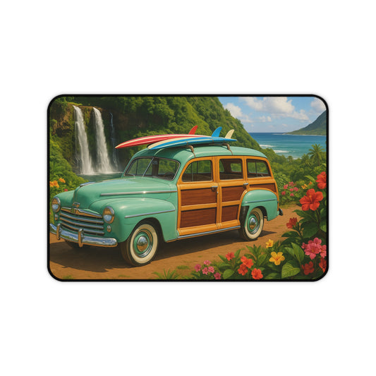 Teal Woodie Wagon Desk Mat