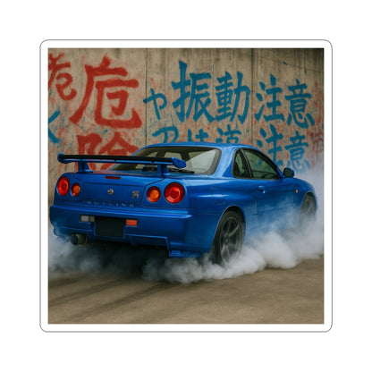 Blue Nissan R34 GTR Kiss Cut Sticker