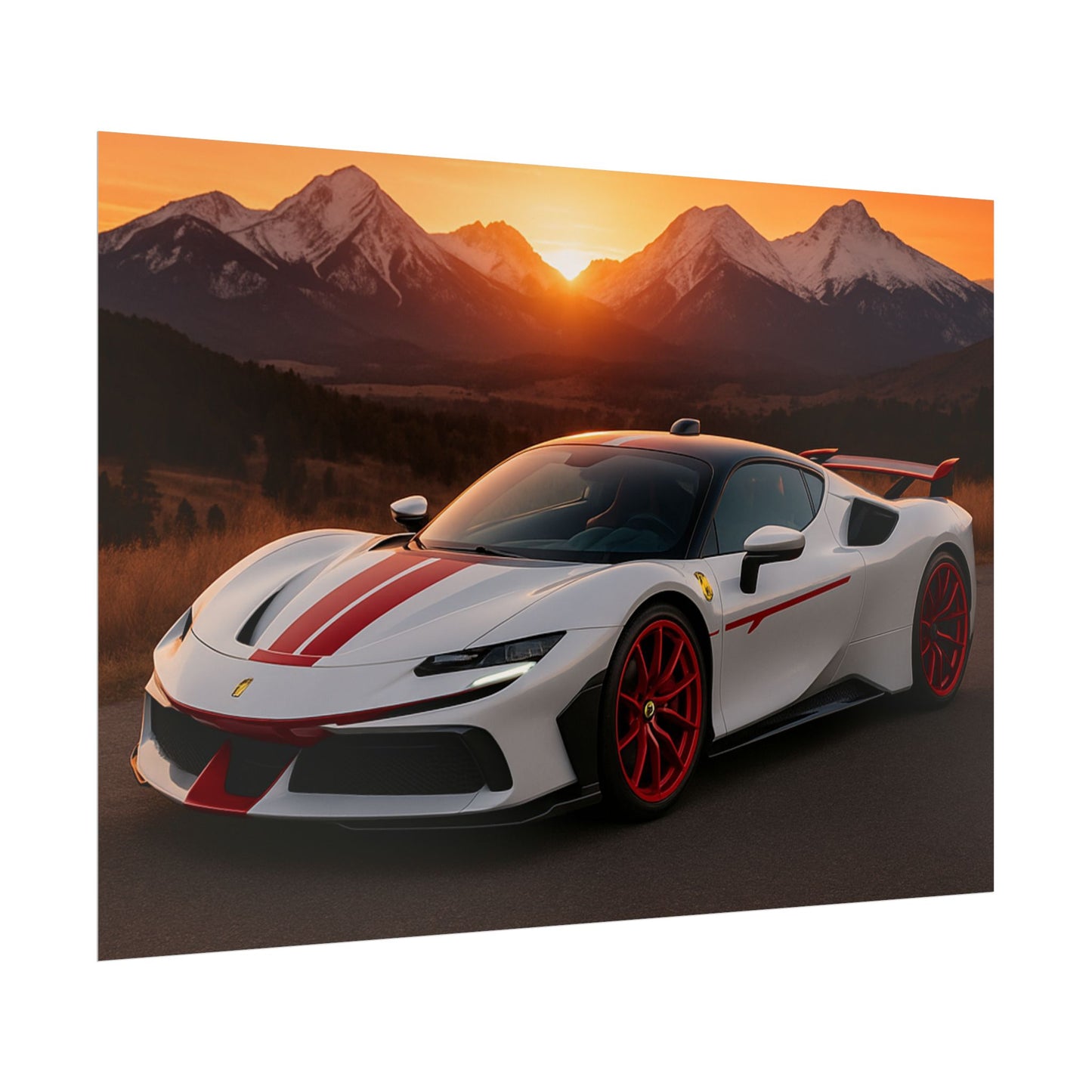 Red Ferrari F8 Tributo Poster