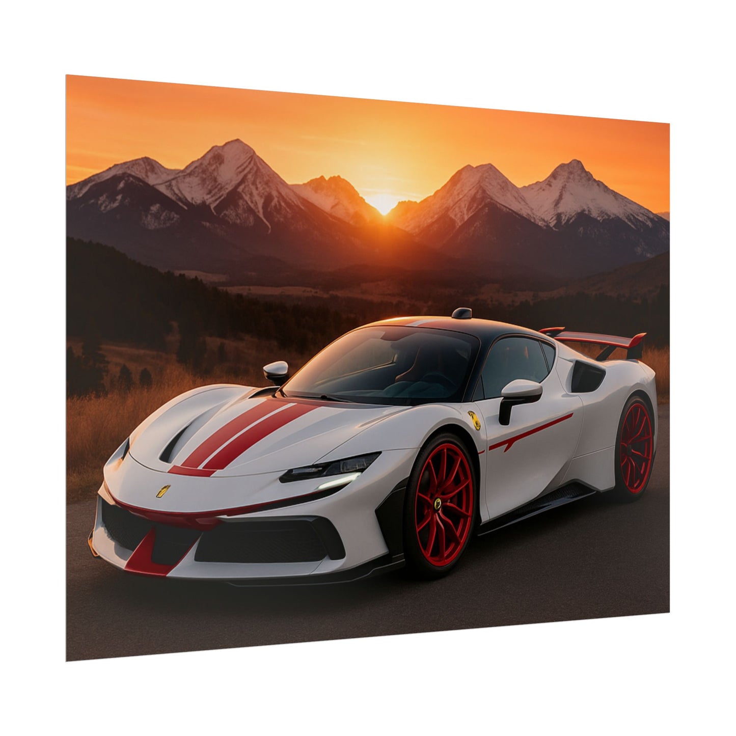 Red Ferrari F8 Tributo Poster