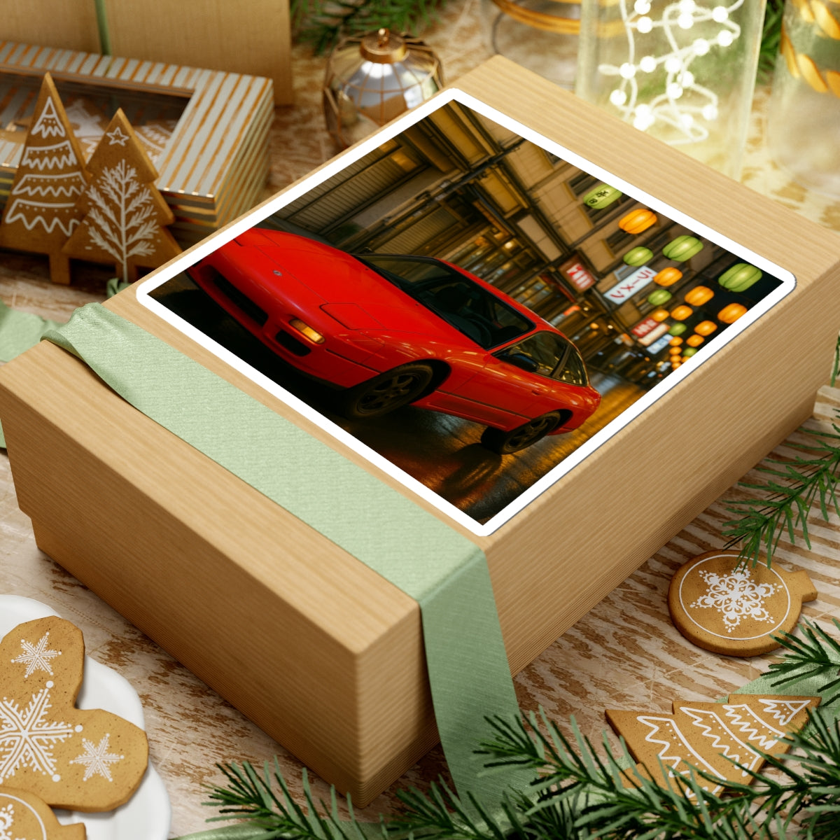 Red Nissan 180sx Kiss Cut Sticker