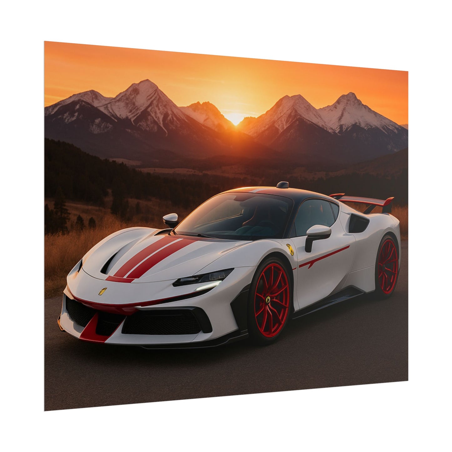 Red Ferrari F8 Tributo Poster