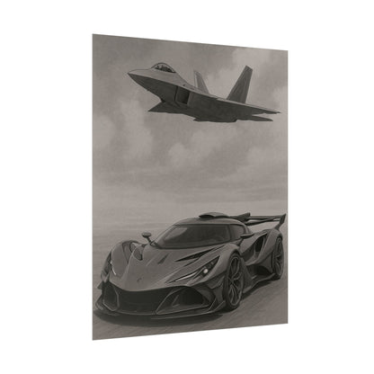 Grey Apollo IE And A F22 Raptor Poster