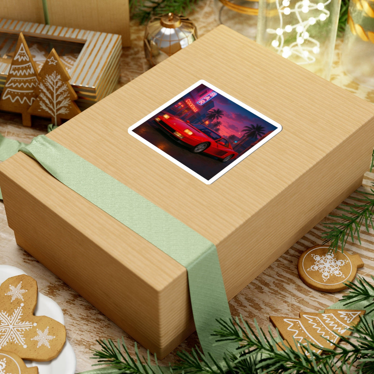 Red Ferrari Testarossa Kiss Cut Sticker