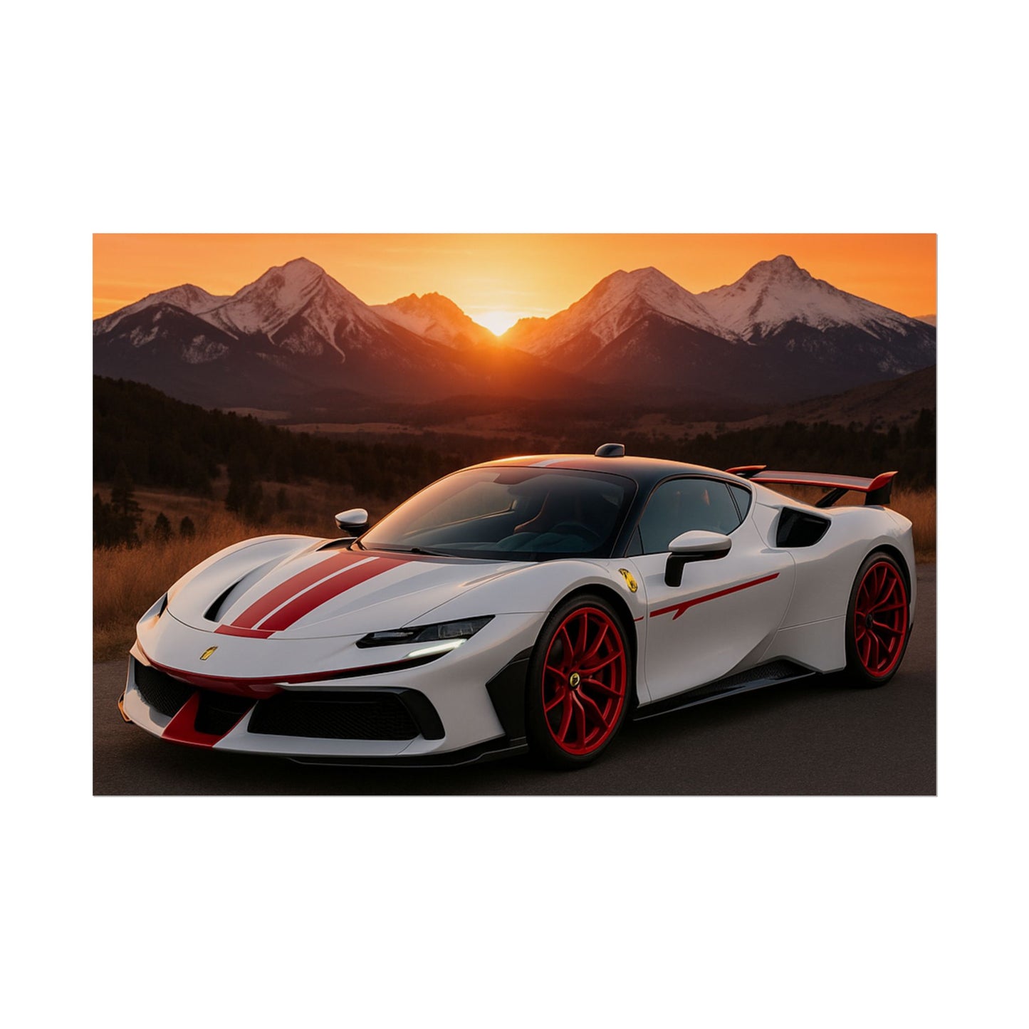 Red Ferrari F8 Tributo Poster