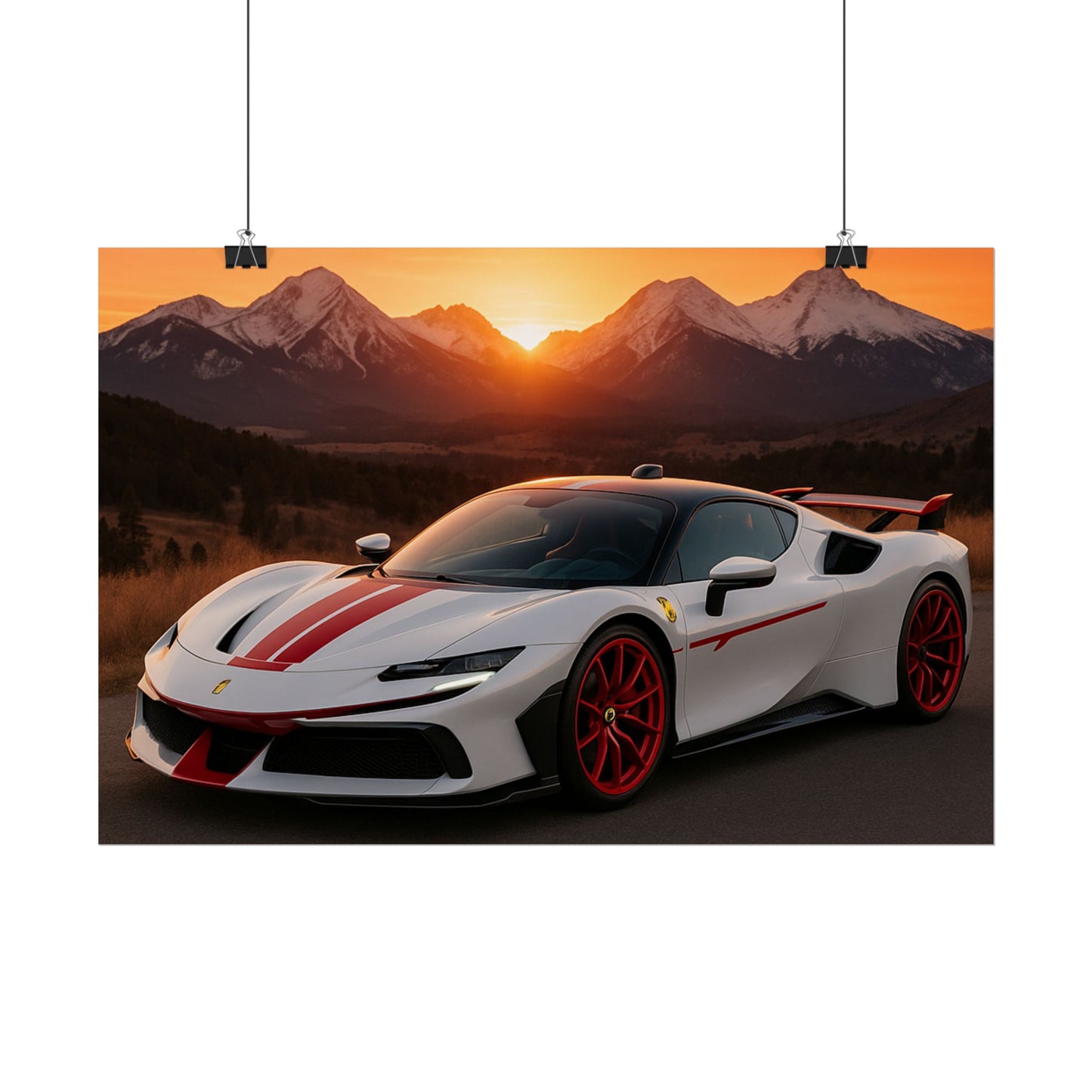Red Ferrari F8 Tributo Poster