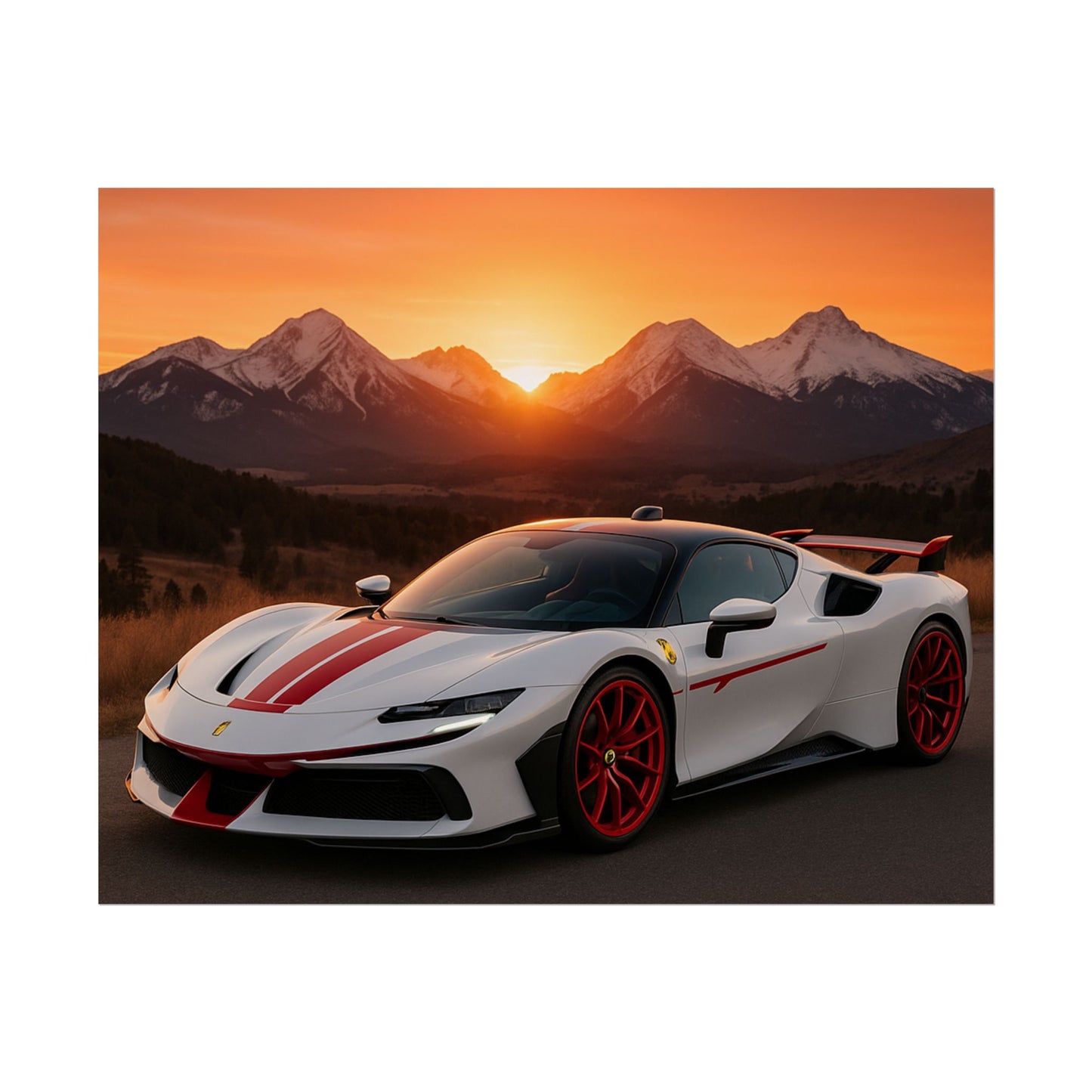 Red Ferrari F8 Tributo Poster