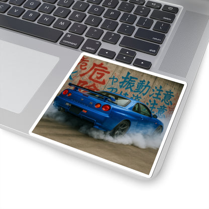 Blue Nissan R34 GTR Kiss Cut Sticker